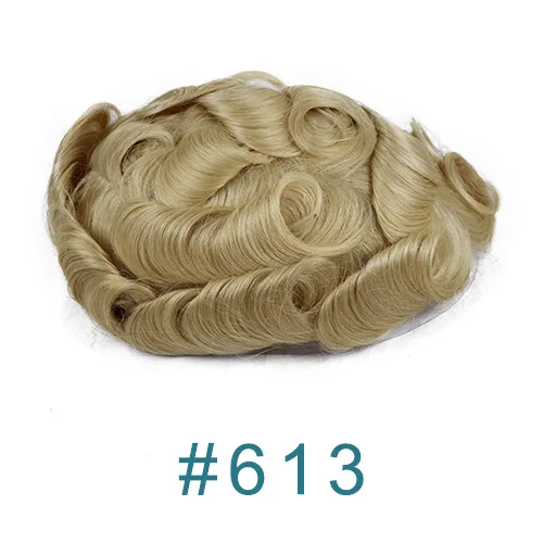 613 # SimBeauty, полностью полиуретановый мужской парик, прочный, 0,06-0,08 мм, кожа, натуральный вид, волосы remy, мужской парик, человеческие волосы, полностью ПУ, заменяет мужские парики ts - Парик Цвет: 613 #