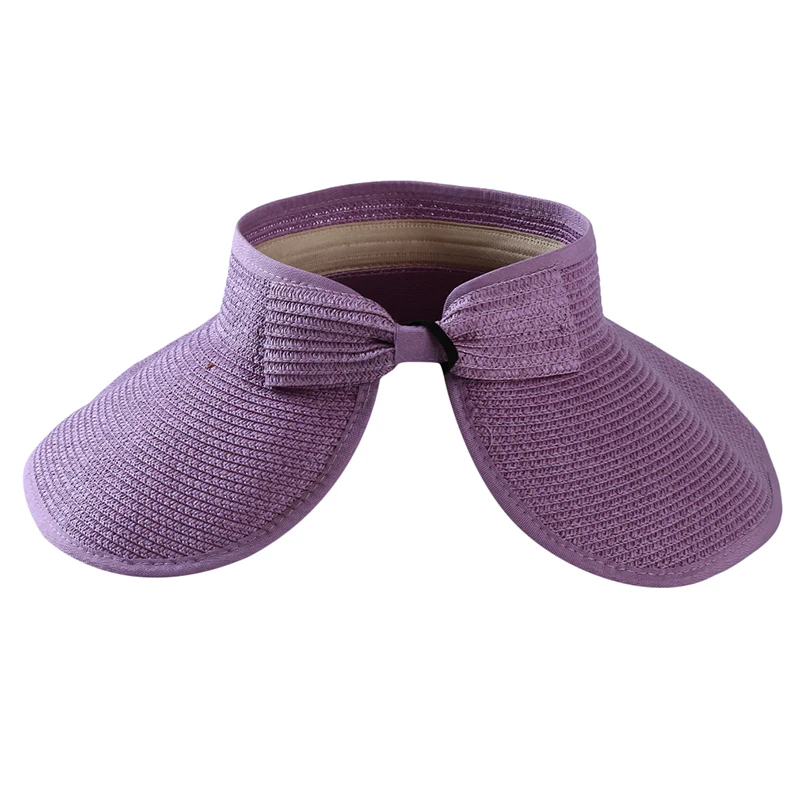 Шляпа Женская Солнцезащитная Складная Соломенная пляжная шапка однотонная с козырьком летняя|Женские