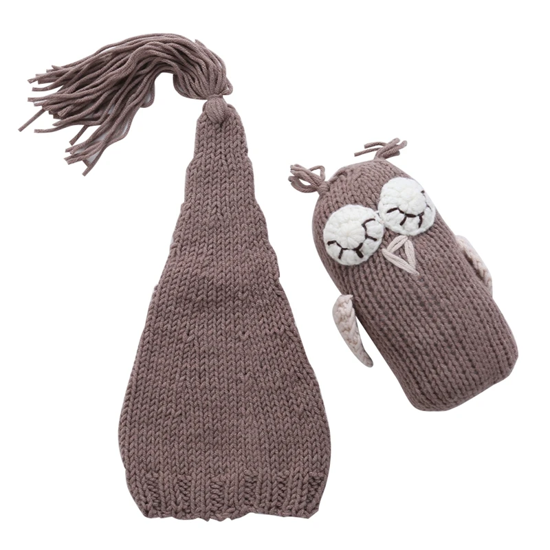 Новорожденные Девочки Мальчики фотографии реквизит фото сова шляпа набор