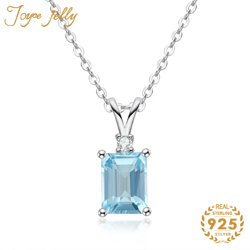 

JoyceJelly luxury silver 925 jewelry pendant Topaz Amethyst octagonal 6X8MM simple gemstone pendant for women wedding party gift