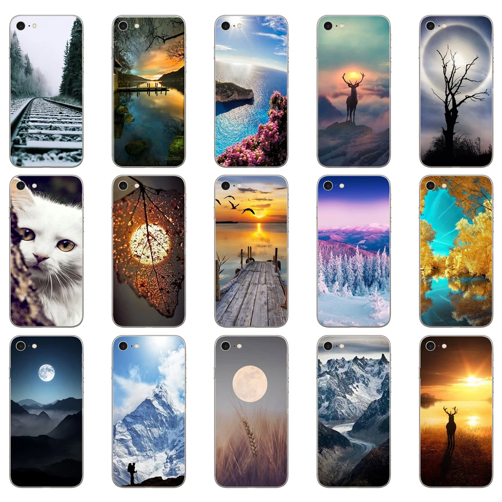 162D горы бамбук море олень кошка природа вид Мягкий силиконовый чехол для iphone 5 5s se