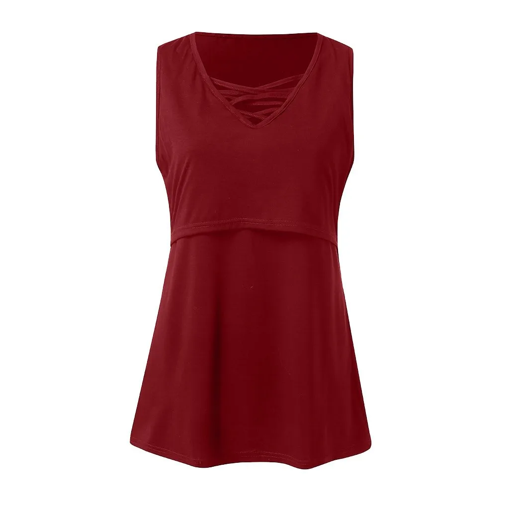 

maternity Women's Nursing Top vest clothes Sleeveless Breastfeeding blouse breast feeding Tank solid blouse for pregnant ZM