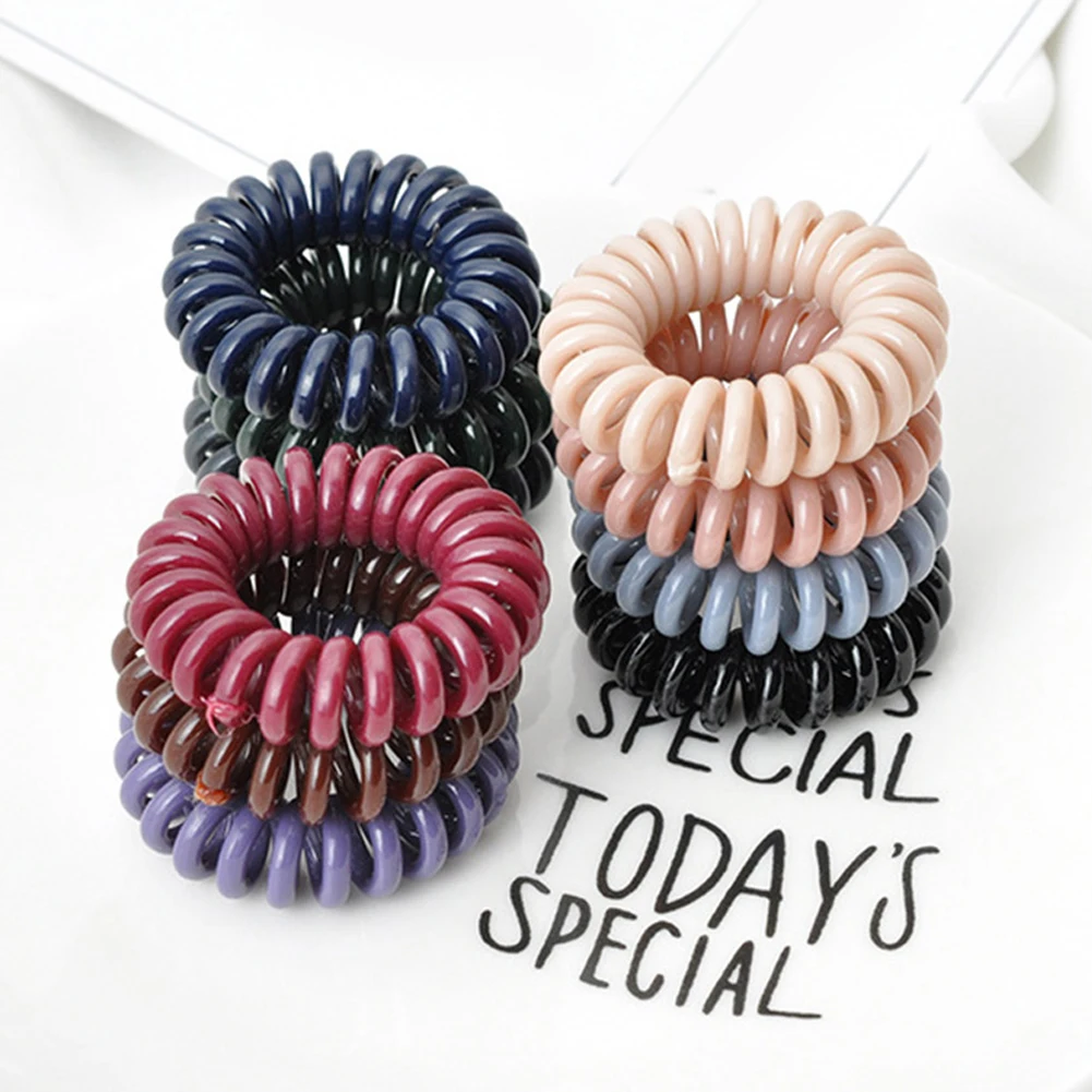 Fashion Telephone Wire Hair Ties Donut Ponytail Hairstyle Gum Spiral Scrunchies