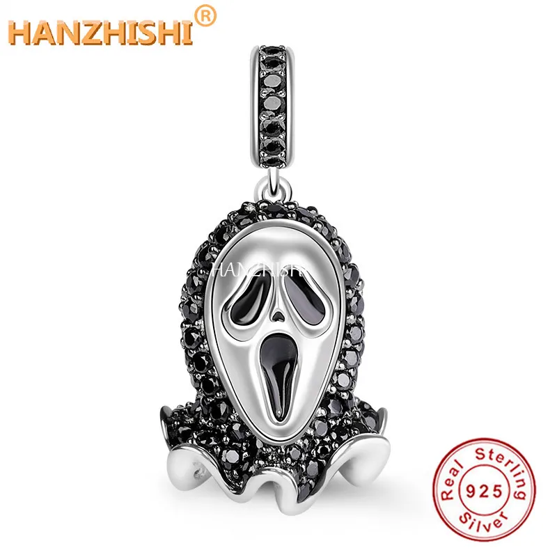 

2022 Authentic 925 Sterling Silver Black Skull Dangle Beads Charms Fit Original Pandora Charm Bracelet Jewelry Women Berloque