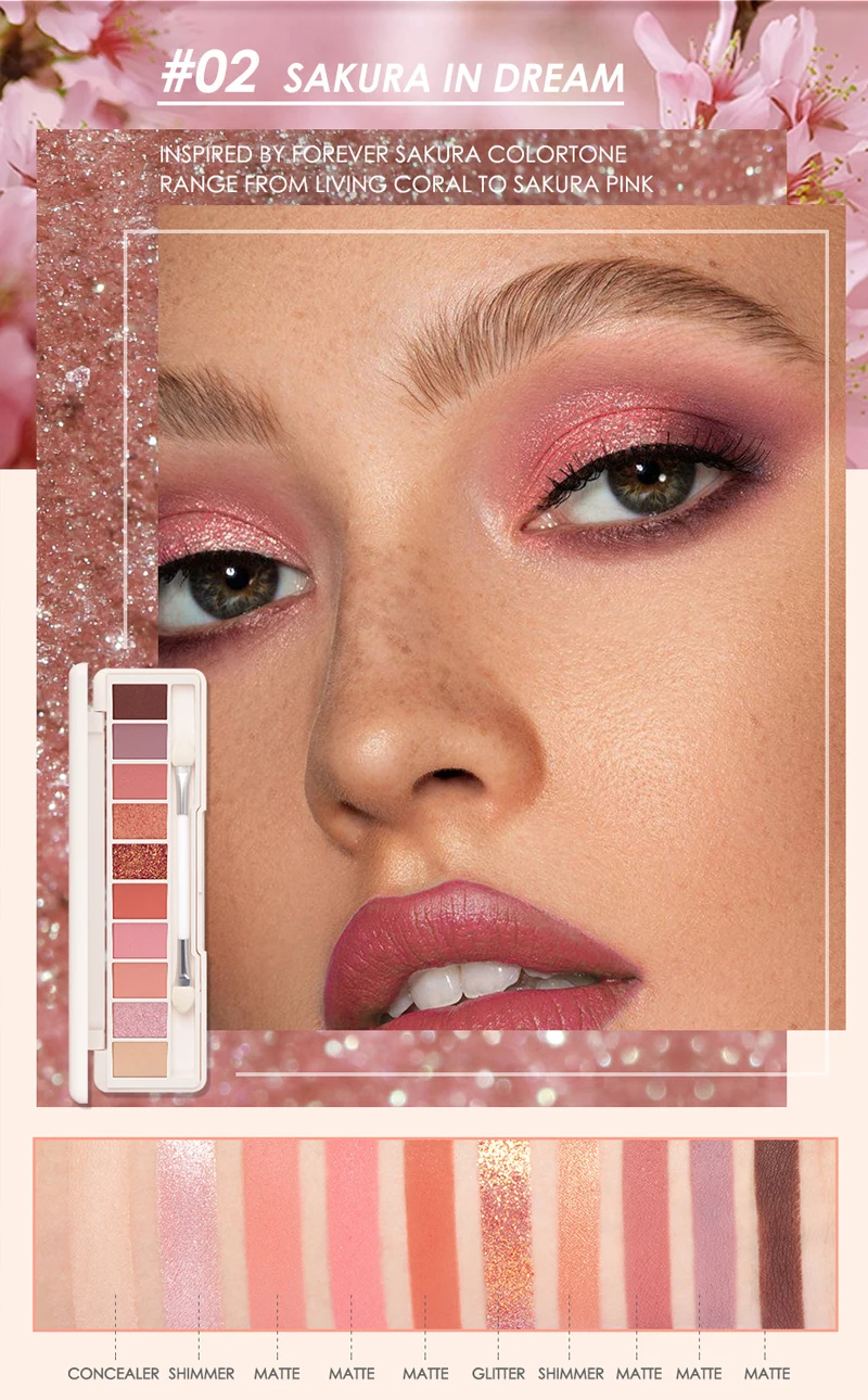 10 оттенков макияж мерцающие тени для век Палетка с дымчатыми оттенками Косметика