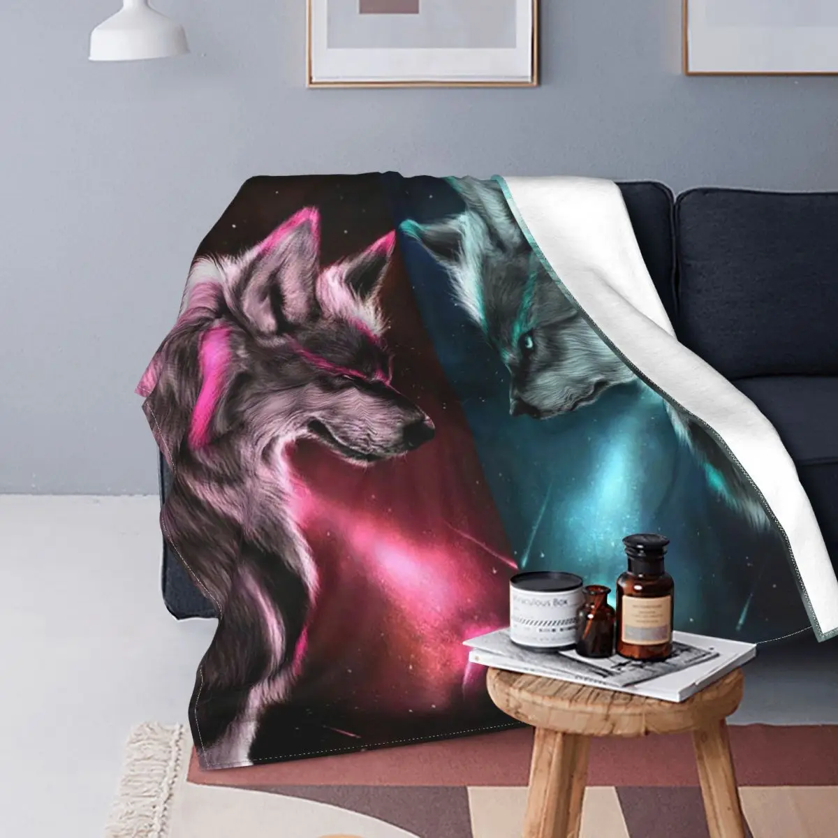

Wolf Warrior Star Galaxy Blanket Mystery Flannel Vintage Soft Throw Blanket for Bedspread Spring/Autumn