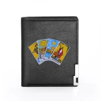 men wallet leather astrology tarot printing billfold slim credit cardid holders inserts money bag male pocket short purses