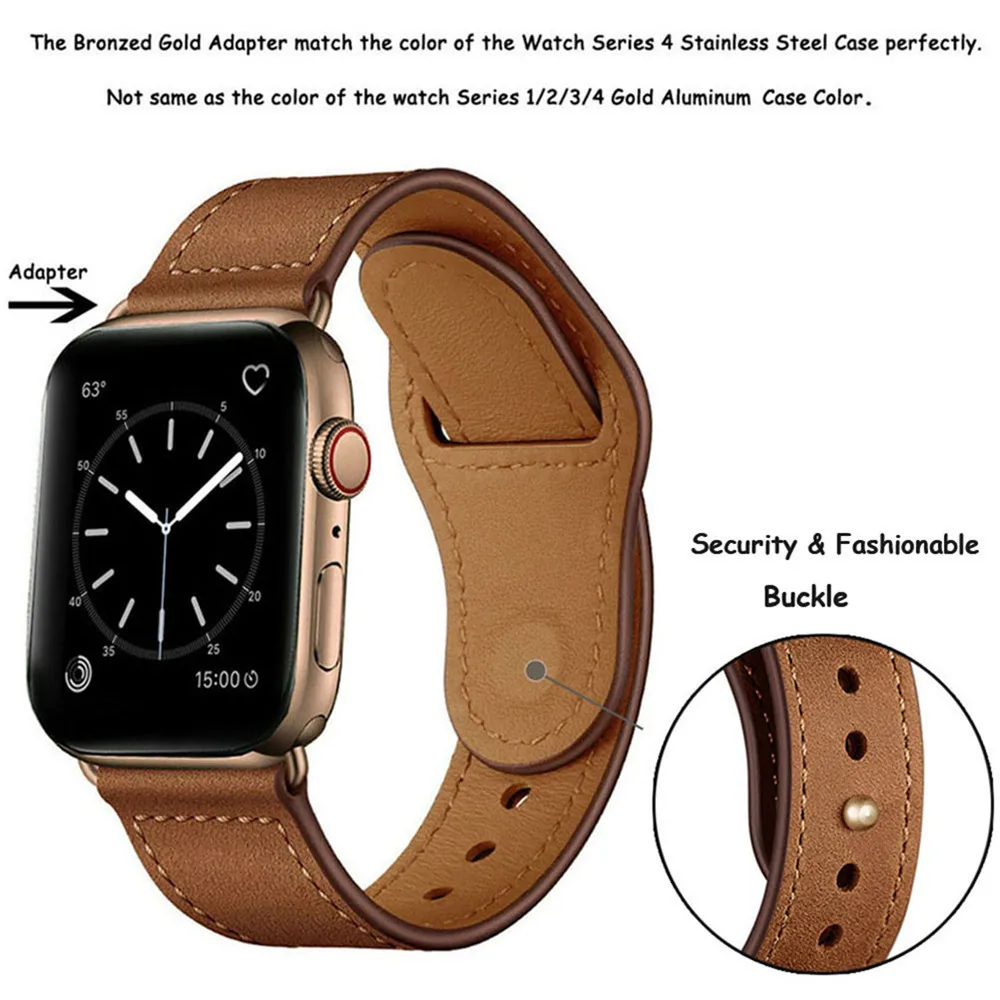 Ремешок из натуральной кожи для Apple Watch 4, 40 мм, 44 мм, 38 мм, 42 мм, высокое качество, для мужчин и женщин, ремешок для часов, браслет для iWatch 1, 2, 3