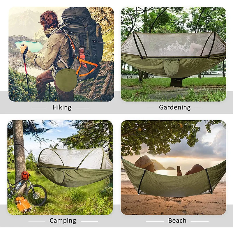 

Camping Hammock with Mosquito Net Nylon Hammockfor 2 in 1parachute hammock for Camping Travel Beach Backyard