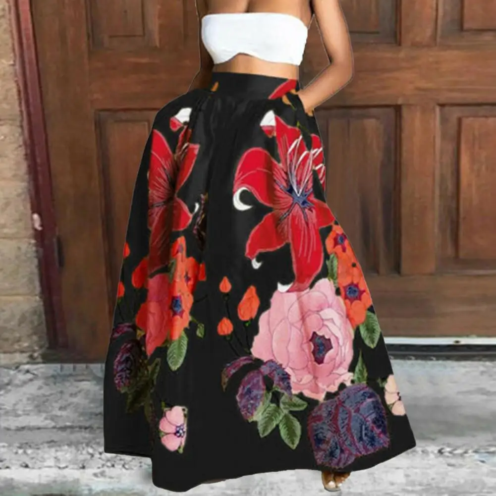 

Elastic Waist Summer Autumn Elastic Waist Large Hem Skirt for Vacation