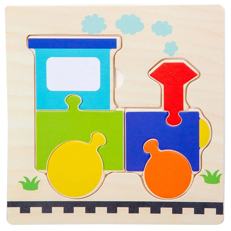 MP485-08 Kids Toys Montessori 3D Puzzles Toys for Children Cartoon Traffic Animal Wooden Puzzle Jigsaw Baby Education Toy Puzzles Gift - Цвет: MP485-08
