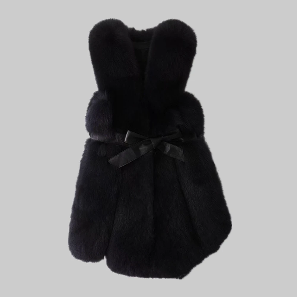 Women Winter Overcoat Fashion Sleeveless Thick Warm Faux Fur Vest Coat Casual Street Wear Faux Fox Fur Jacket Waistcoat