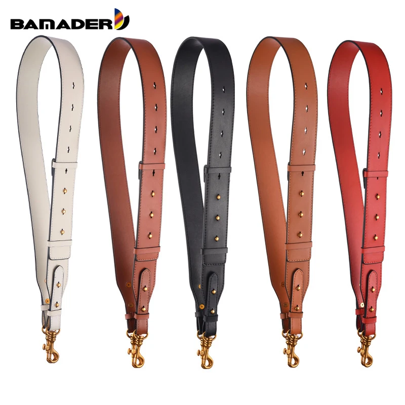 

BAMADER Wide Shoulder Strap Genuine Leather Bag Strap Metal Hook Shoulder Bag Strap New Adjustable 95CM-110CM Bag Accessories