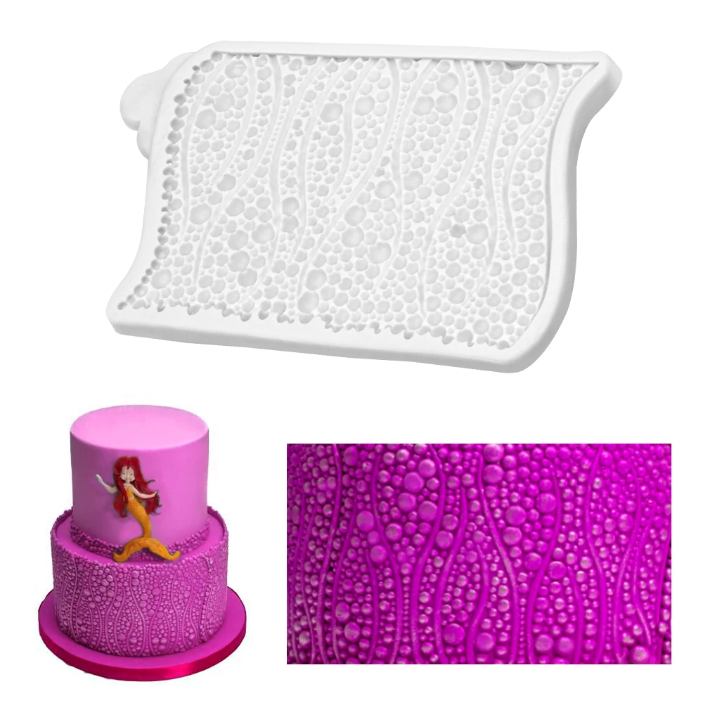

Chocolate Candy Paste SugarCraft Mould Pearls Seaweed Silicone Fondant Cake Mold Birthday Bubbles Pattern