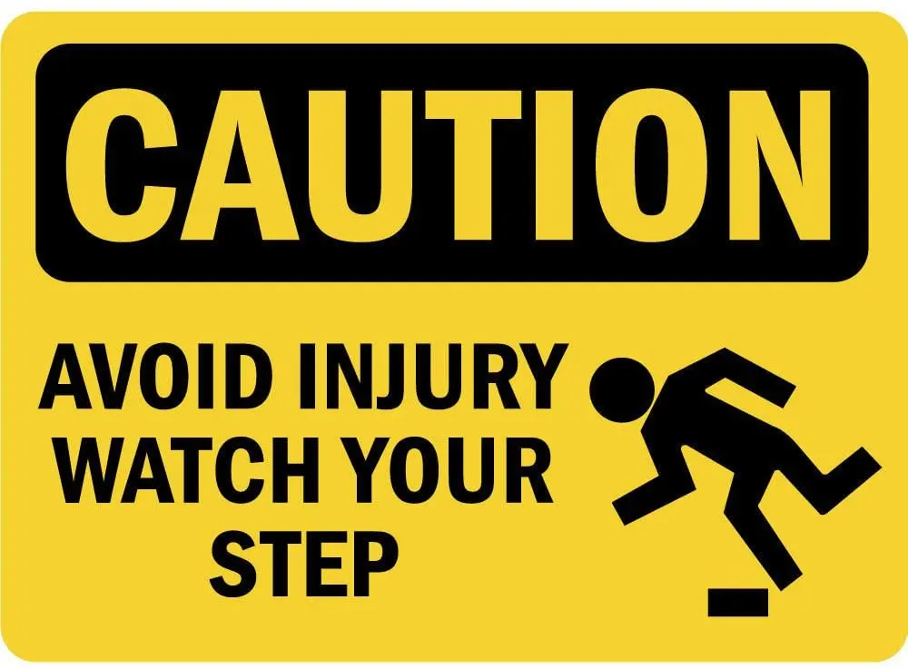 

Caution Avoid Injury Watch Your Step OSHA Label Vinyl Decal Sticker Kit OSHA Safety Label Compliance Signs 8"