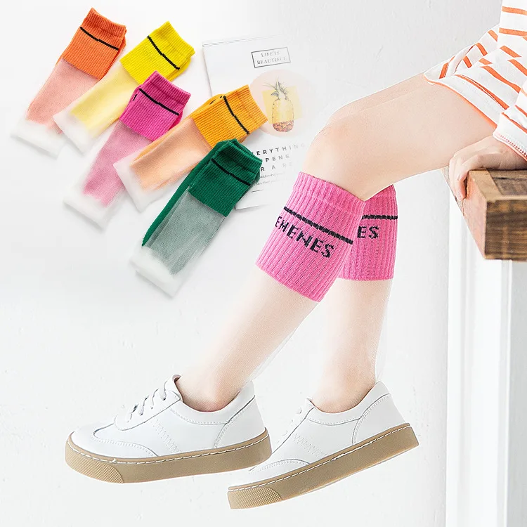Детские гольфы для девочек детские носки в полоску с буквенным принтом маленьких