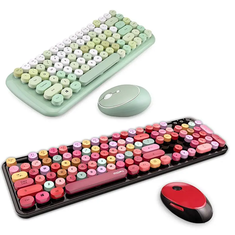 MOFII смешанные цвета Цвет 2 4 ГГц Беспроводной клавиатура и Мышь Набор &amp милый