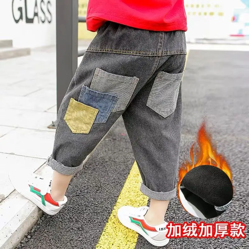 Джинсы для маленьких девочек и мальчиков джинсовые свободные эластичные брюки