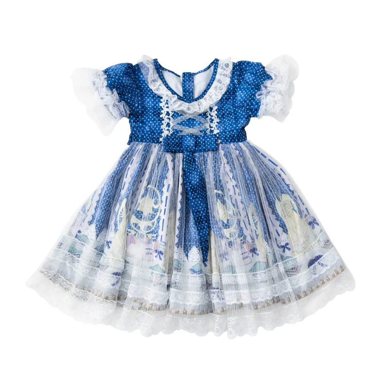 

Princess tea party lolita children /kids dress vintage lace bowknot cute printing victorian dress kawaii girl lolita loli cos