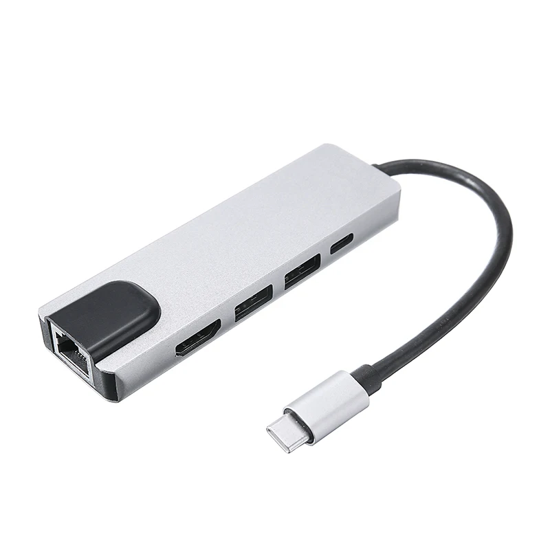

USB-C 5 в 1 Порты и разъёмы Зарядное устройство адаптер док-станция для ноутбука MacBook Тип USB-C PD HDMI с поддержкой 4K Ethernet сетевой кабель-удлинитель