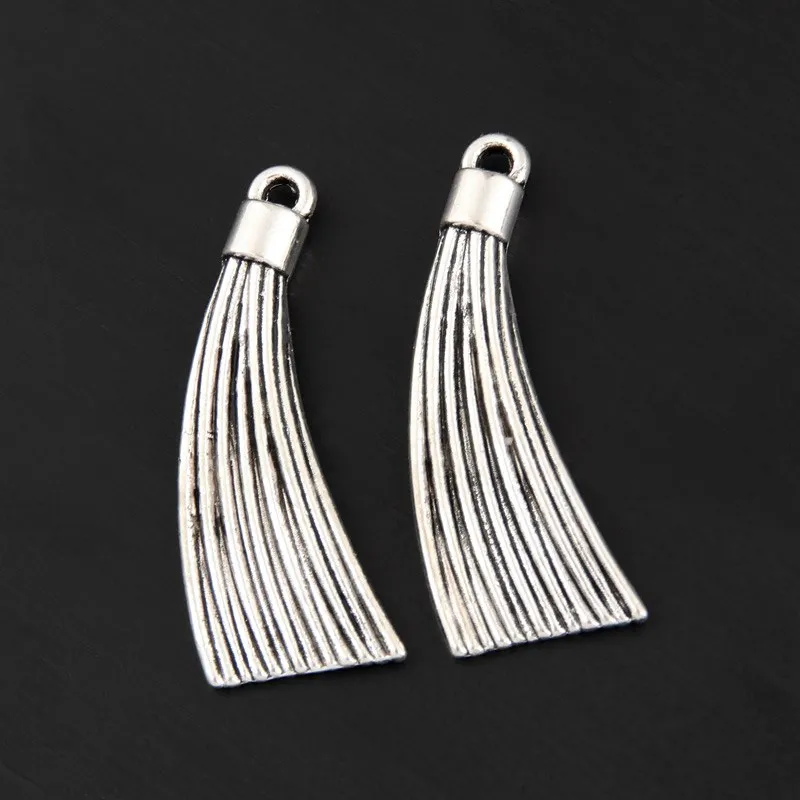 Подвески-кисточки, двусторонние, серебристые, 34x13 мм, 20 шт., аксессуары ручной работы