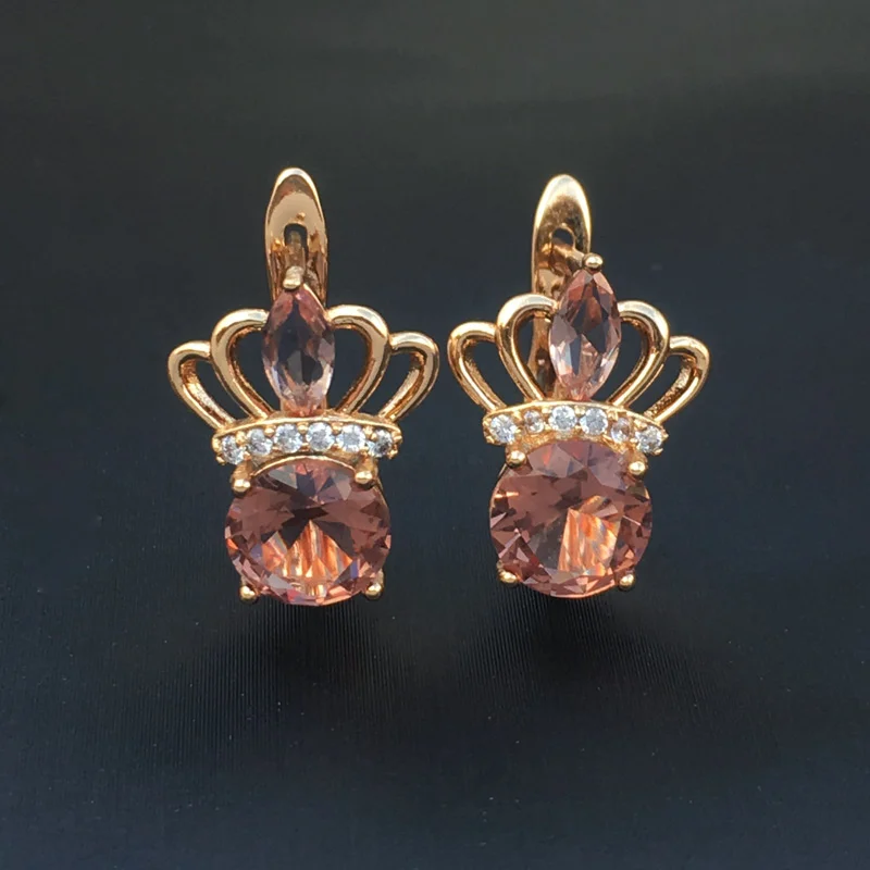 Женские серьги с зултанитом FFGems Crown из серебра 925 пробы розовым золотом вечерние