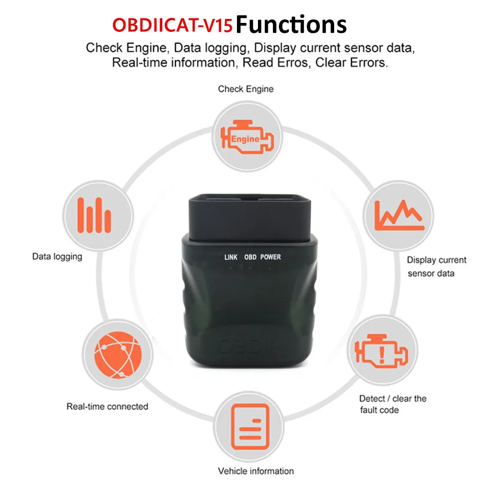 OBDIICAT V15 ELM327 v1.5 Bluetooth 4 0 Поддержка OBDII протоколов для IOS и Android ELM 327 OBD2 Авто