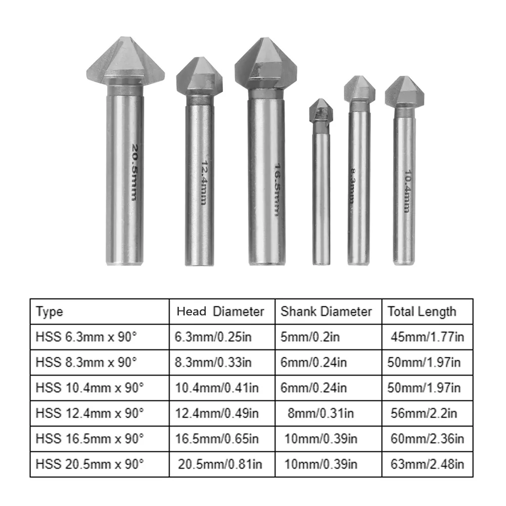 6 шт. Концевая фреза фаски Резак Круглый хвостовик 3 окантовка 90 градусов