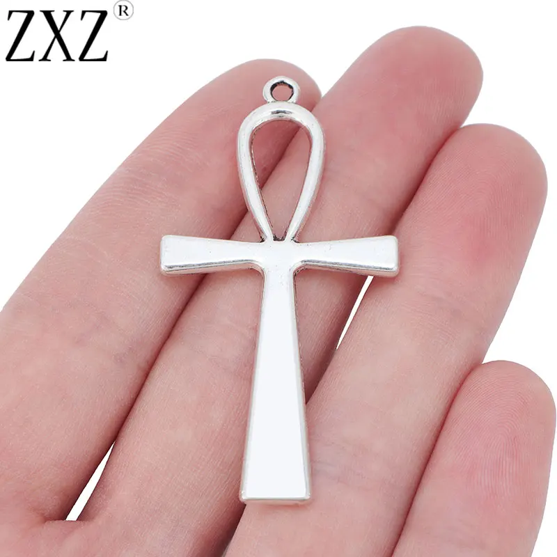 ZXZ 10 шт. тибетский серебряный Большой Египетский крест Анкх крестообразный 55x29 мм