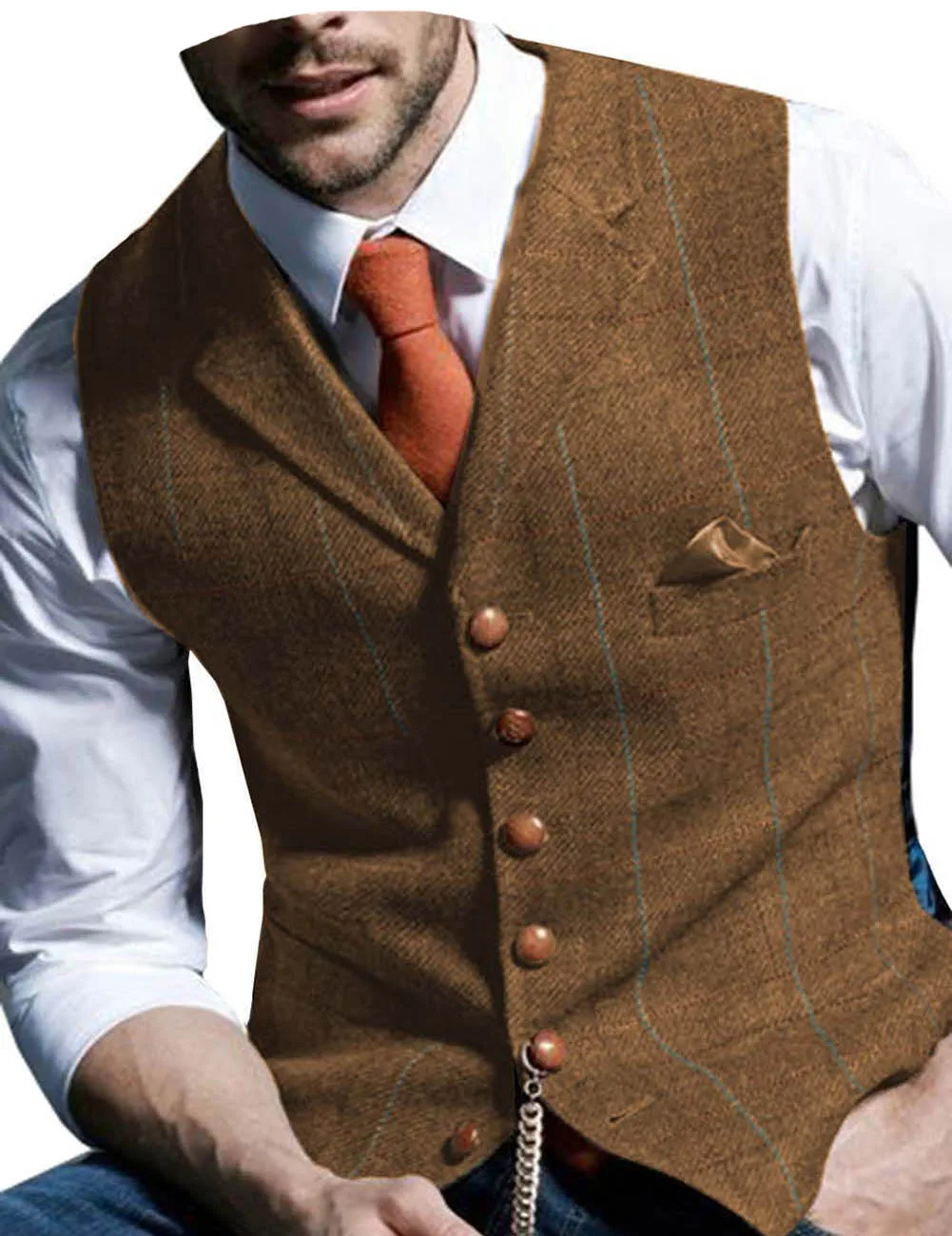 

Green Grid Tweed Suit Waistcoat Plaid Vests Slim Men Plus Size Farm Wedding Men Married Vests For Suit Customizable Color Size