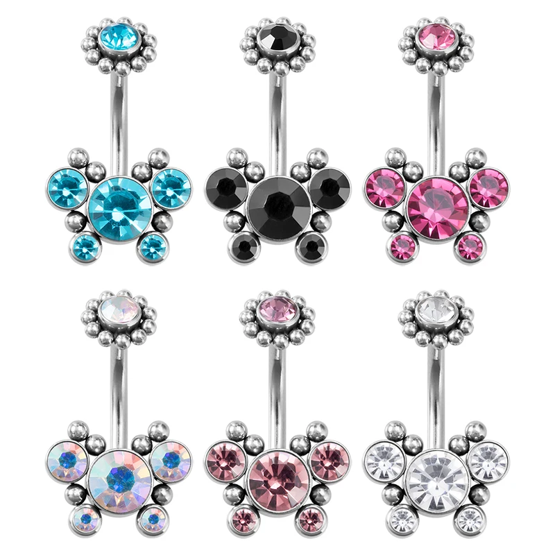 

1pc CZ Gem Butterfly Belly Button Ring Navel Piercing Bar Surgical Steel Ombligo Party Barbell for Woman Sexy Body Jewelry 14G