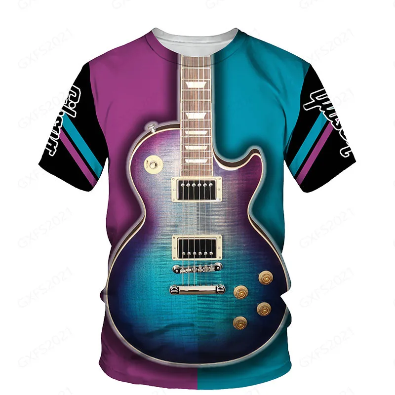 

New Music Festival 3D T-Shirt Summer Men's Women's Fashion Guitar Print T-Shirt Street Shopping Travel Sports Leisure Essential