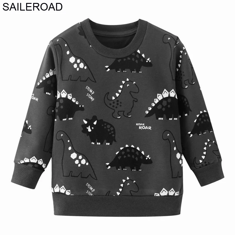 9056 same picture SAILEROAD Осенние детские кофты Dinosaur Toddler Kid Baby Girl Boy Одежда с длинным рукавом Мультфильм Печатные футболки Топы - Цвет: 9056 same picture