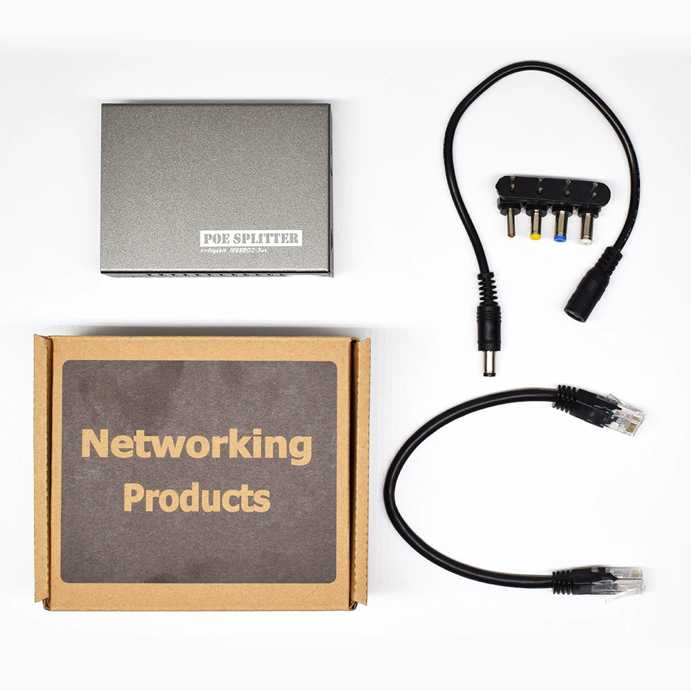 

Poe Splitter 100/1000 mbps data adapter 802.3af / 802.3at power poe splitter output for 5V/12V/18V adapter output data adapter