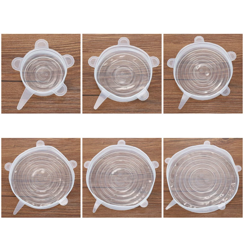 6 шт./компл. силиконовые растягивающиеся крышки универсальная крышка силиконовая