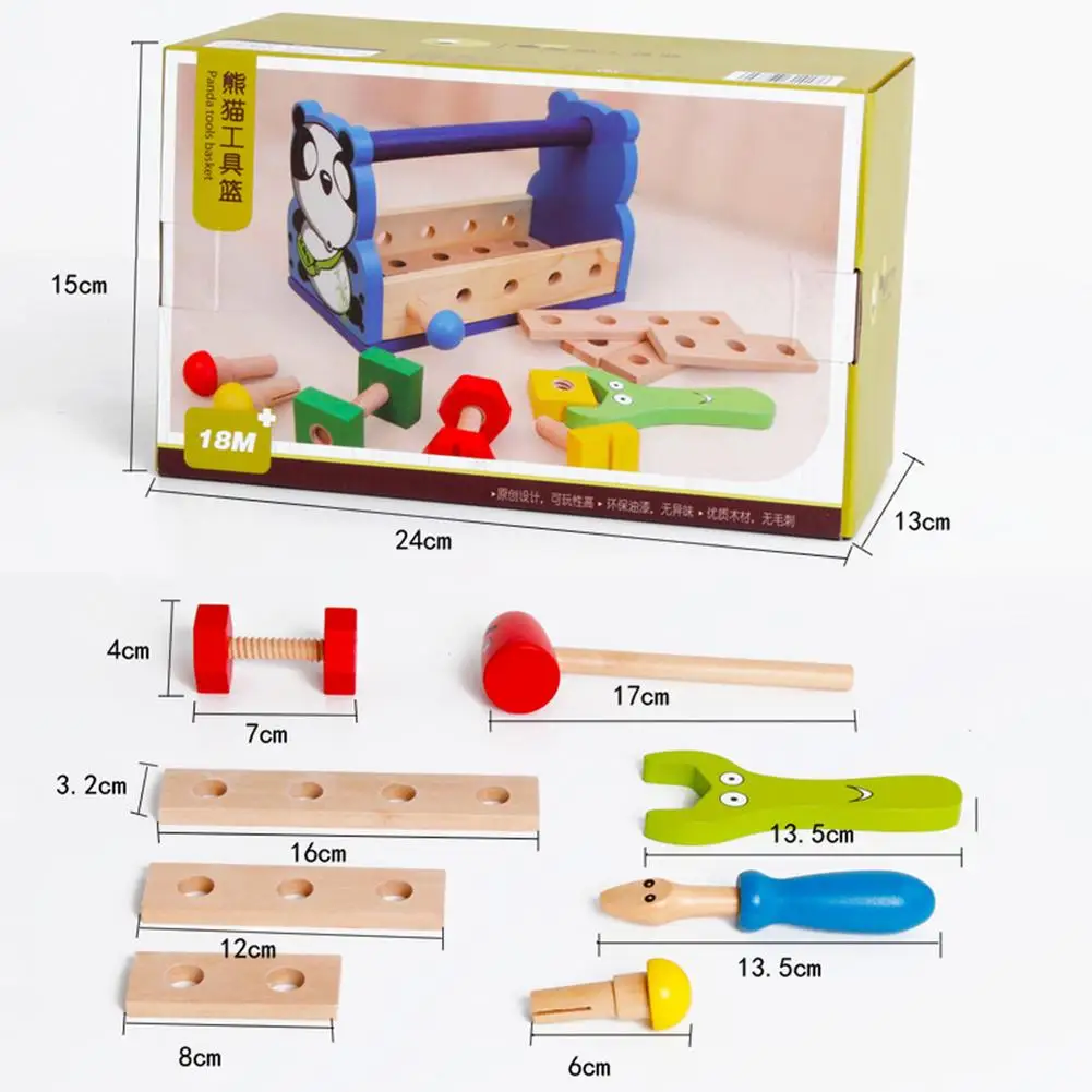 

Children Toolbox Toy Wooden Pretend Game Puzzle Montessori Disassembly Set Simulation Multifunctional Repair Carpenter Tool Gift