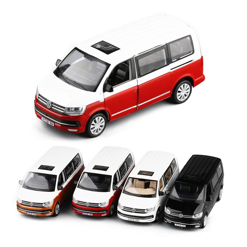 Модель автомобиля Diecast 1/32 T6 Van 4 цвета модель автобуса Коллекция детской модели с
