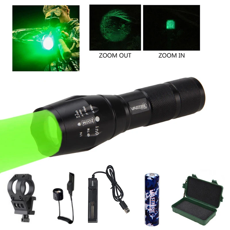 Масштабируемый охотничий светильник тактический зеленый/красный флэш 5000 люмен