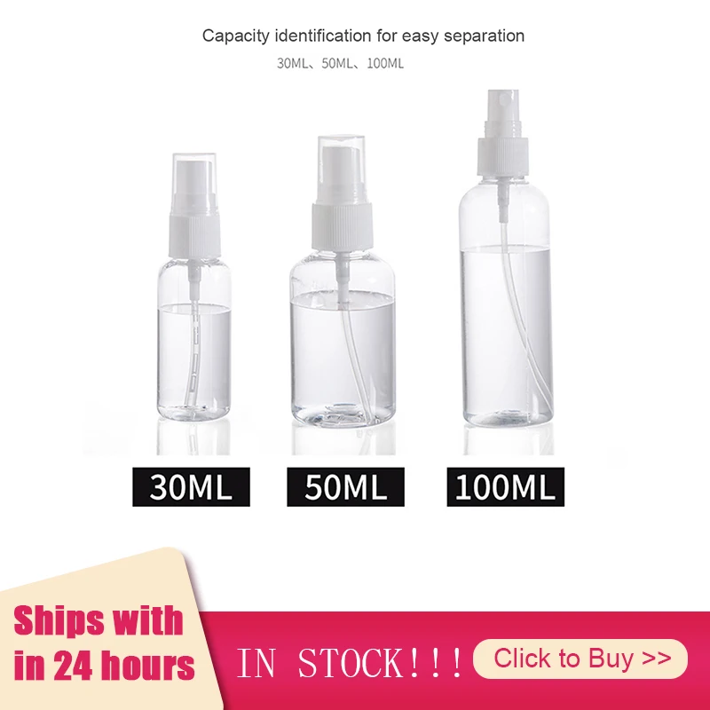 

1 шт., пластиковый прозрачный мини-контейнер для распыления, 30/50/100 мл