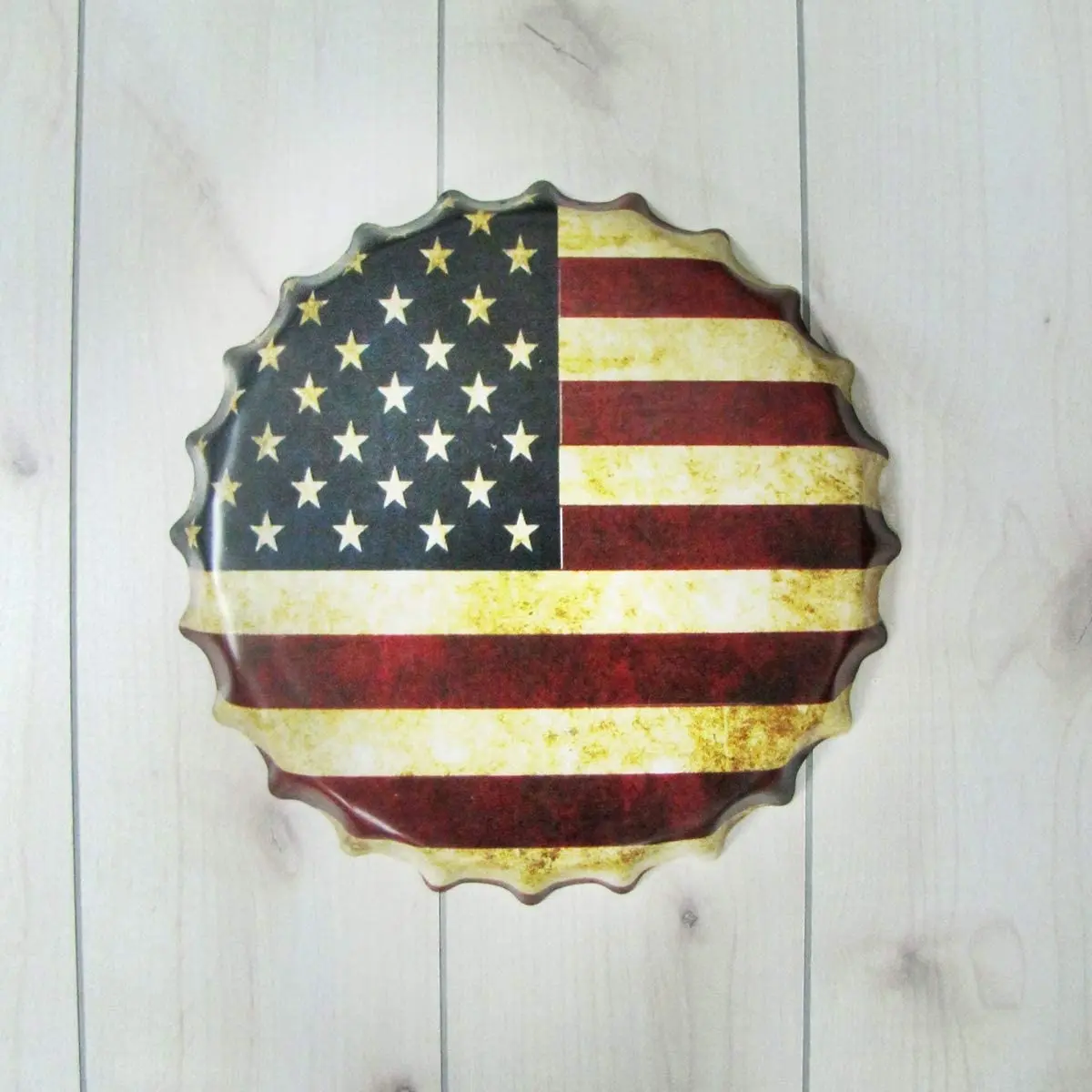 TG LLC жестяной металлический флаг США крышка для бутылки кнопка купол знак гараж