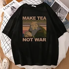 Футболка мужская с принтом Make Tea Not War, Повседневная винтажная спортивная одежда в стиле ретро с футболки с коротким рукавом рисунком, лето