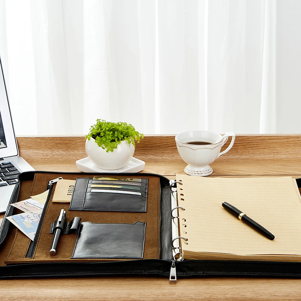 Ручная работа натуральная кожа 3 кольца папка для Портфолио A4 Бизнес Портфель