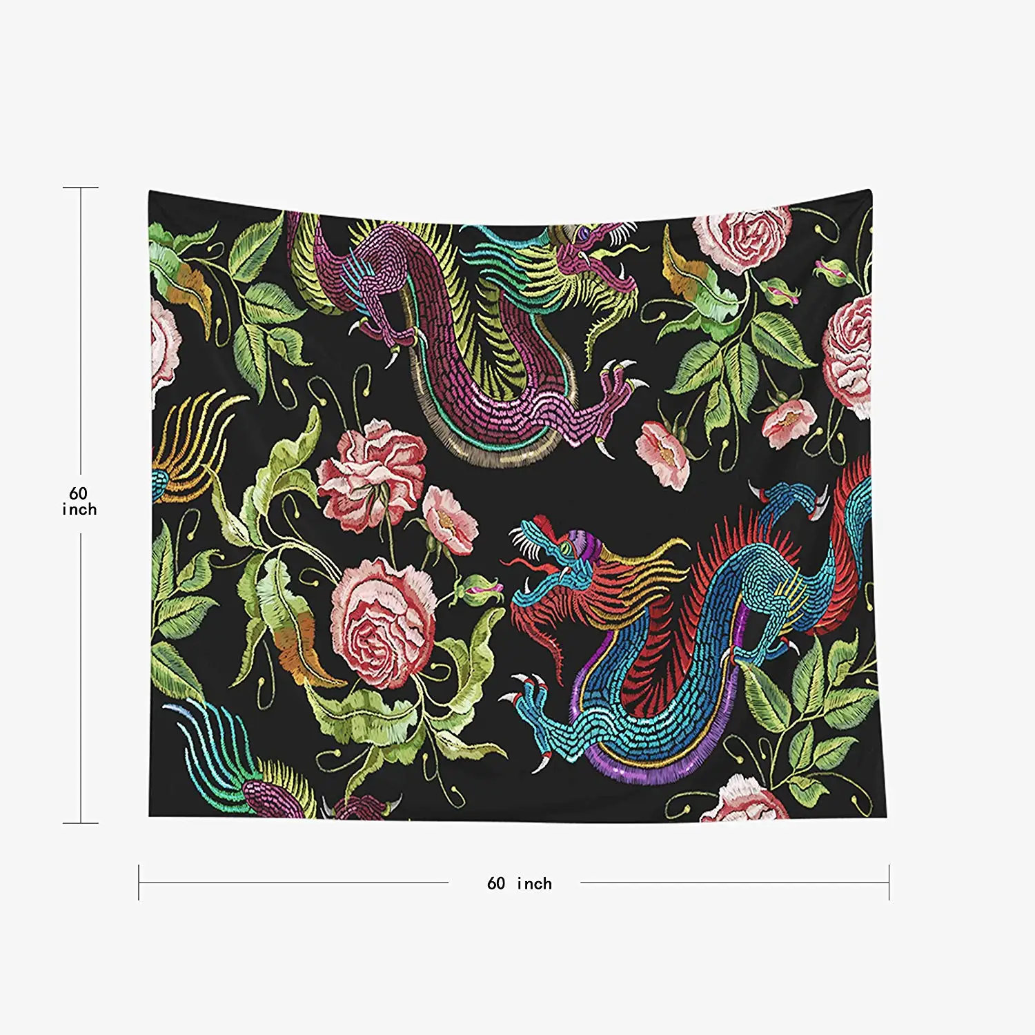 Печать настенные гобелены для гостиной и спальни Китайские драконы цветы пионы