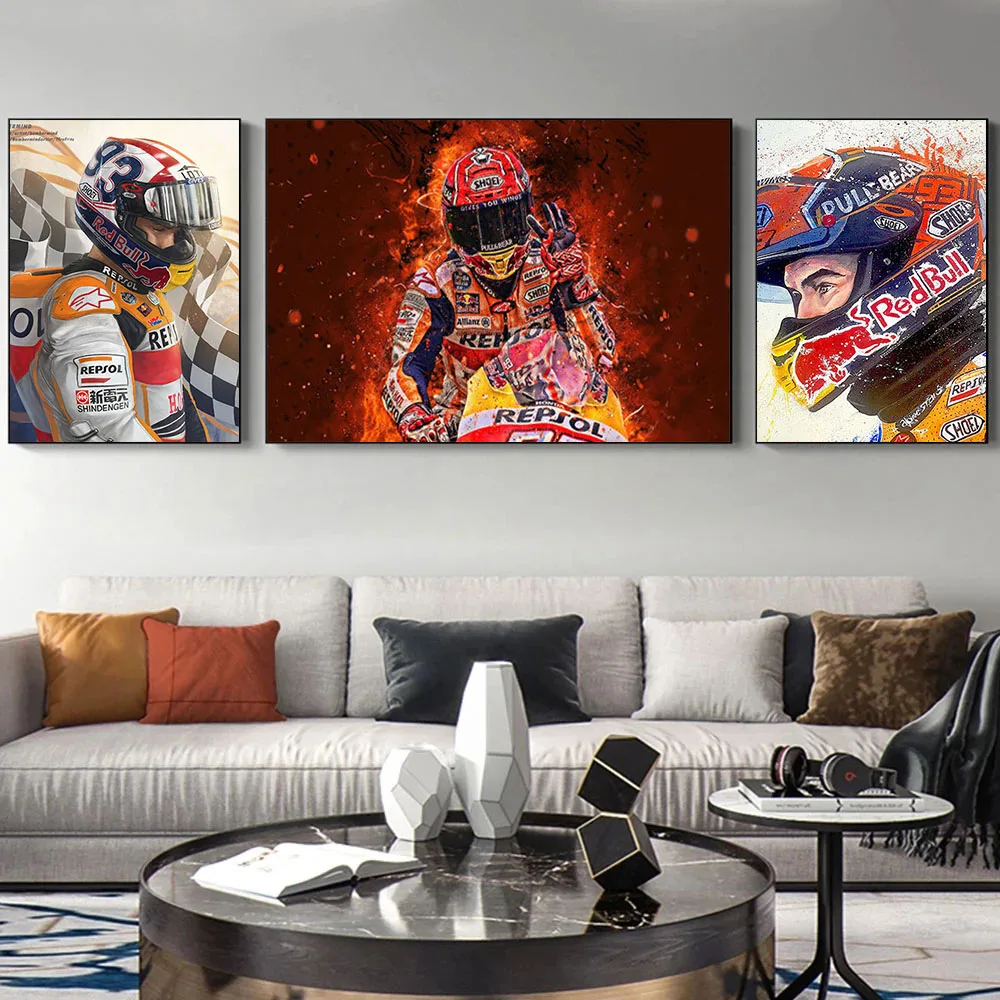 

Abstract Motorcycle Racing Canvas Painting Racing Stars Posters Prints Modular Wall Art Pictures Living Room Decoration Cuadros