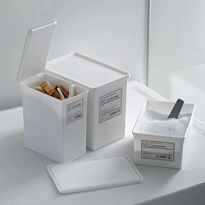 

Japan Style Multi-function Storage Box With lid Desktop Trash Can Washing Powder Box Plastic Drawer Debris Sorting Box Organizer