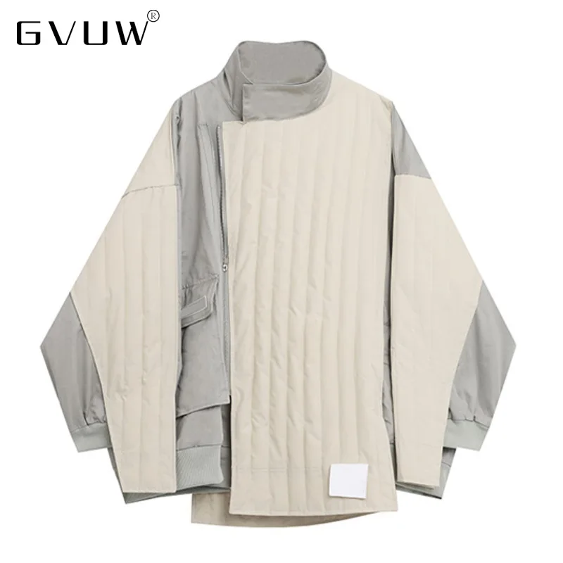 

Женские свободные парки GVUW, пальто в полоску, Модные Новые лоскутные парки с длинным рукавом, зима 2021, фанат богини, повседневный стиль KB20101