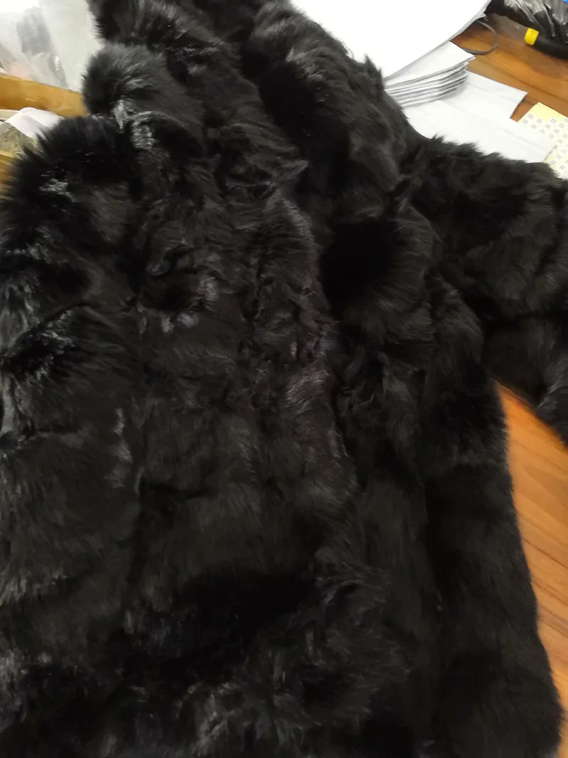 black Повседневное меховое пальто из искусственного меха лисы Женское пальто из искусственного меха Женское пальто зимняя одежда цветное меховое теплое пальто - Цвет: black