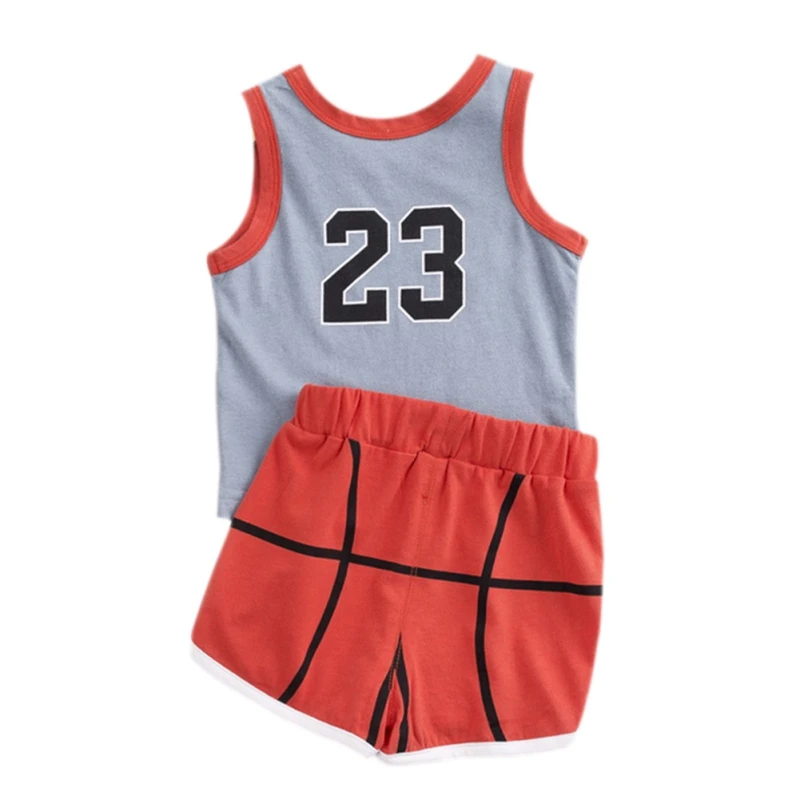 

Summer Children Vest Tops+Ball Pattern Shorts Set Baby Boys Soccer Casual Sleeveless Number Pattern Suits Costume Set 0-4T