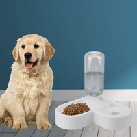 plastic kitten dogs products 500ml bottle drinking wall corner save space automatic water double bowls pet cat feeder bowl