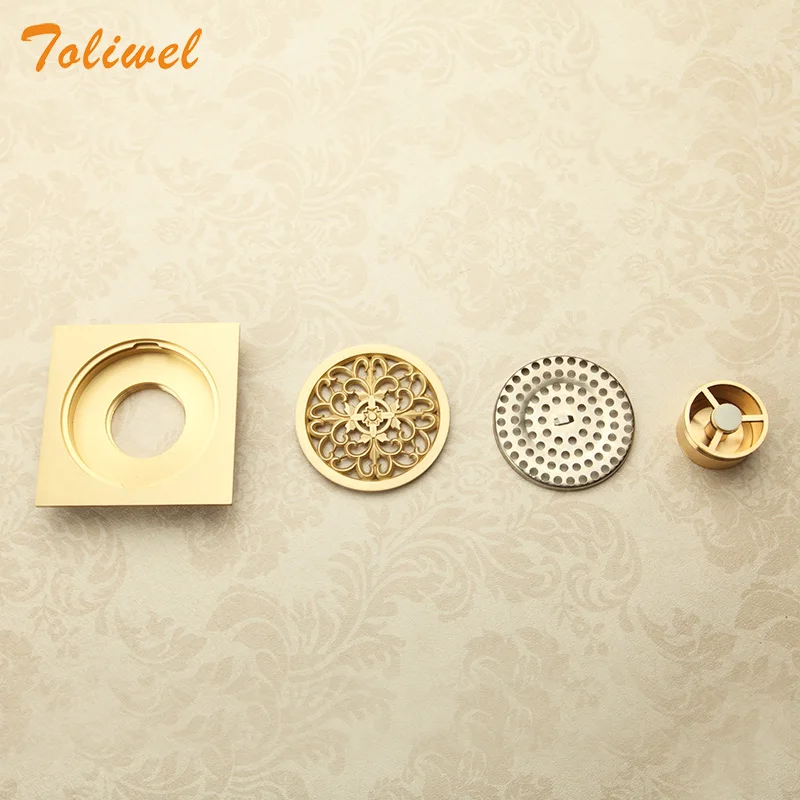 Полированная Ванная комната из латуни квадратный водосток для душа напольная